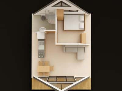 A-frame Grundriss 3D